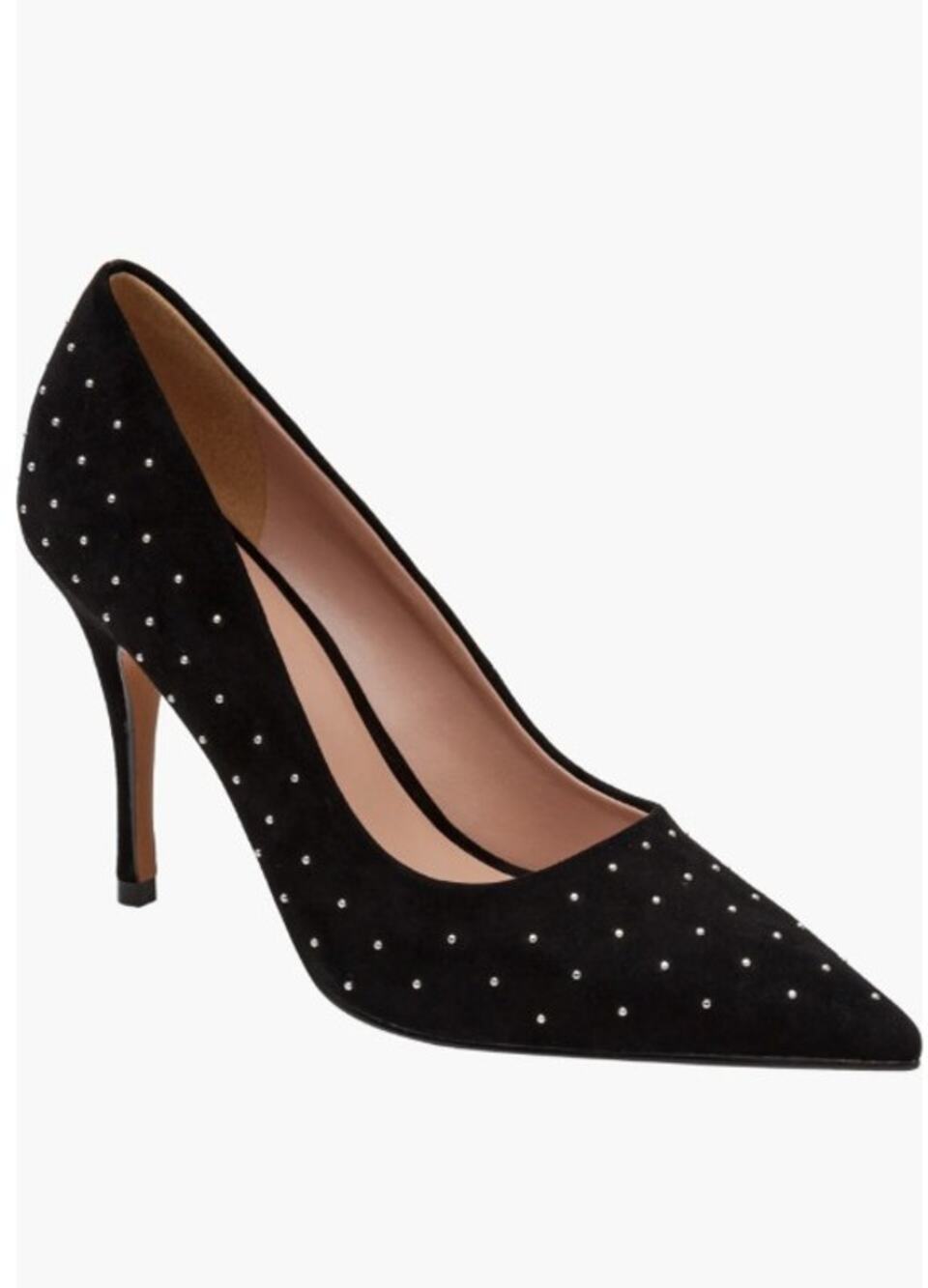 Linea Paolo Pamila Pointed Toe Pumps Black Metallic Studs Heels sz 10